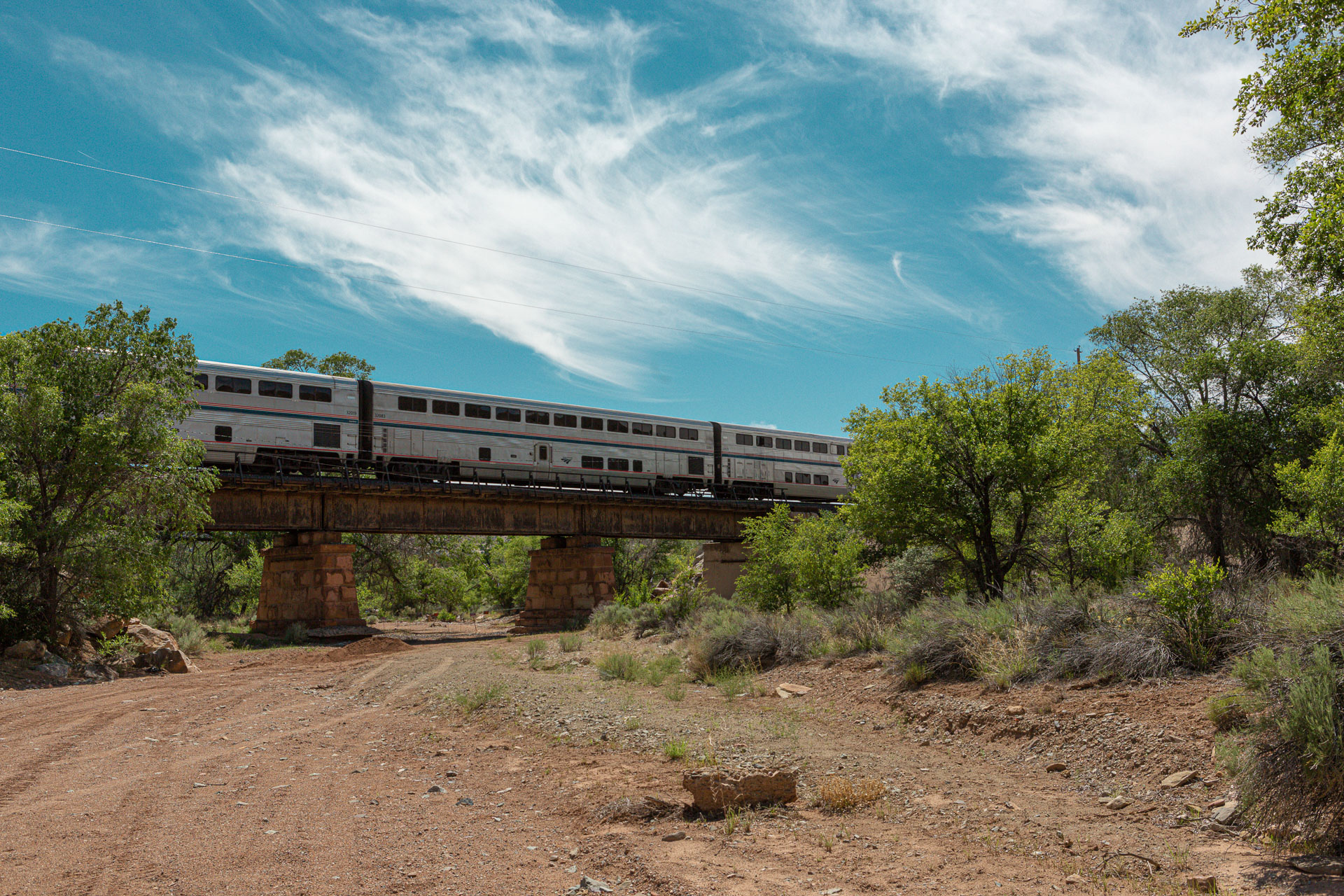 train on bridge.