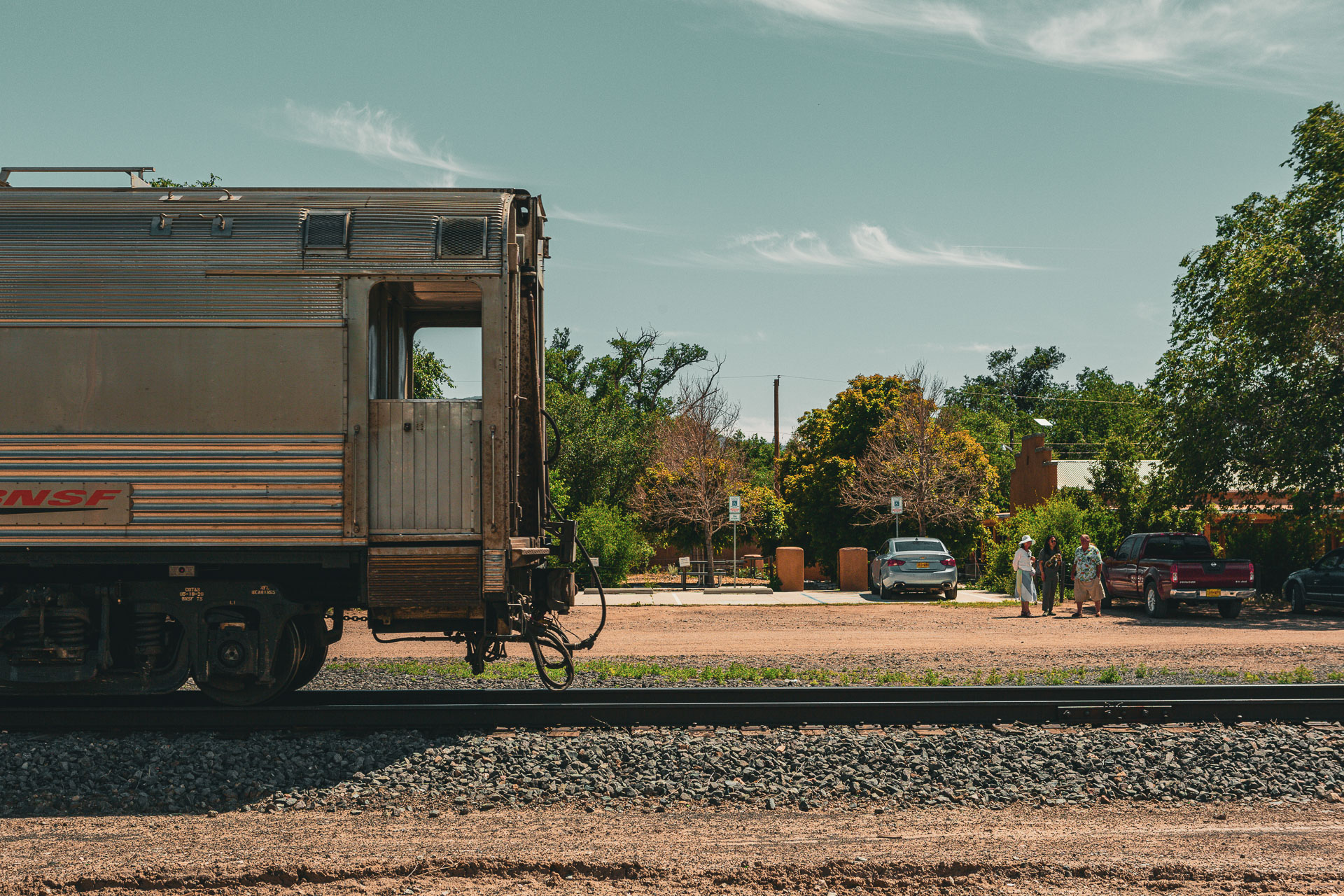 silver train car.