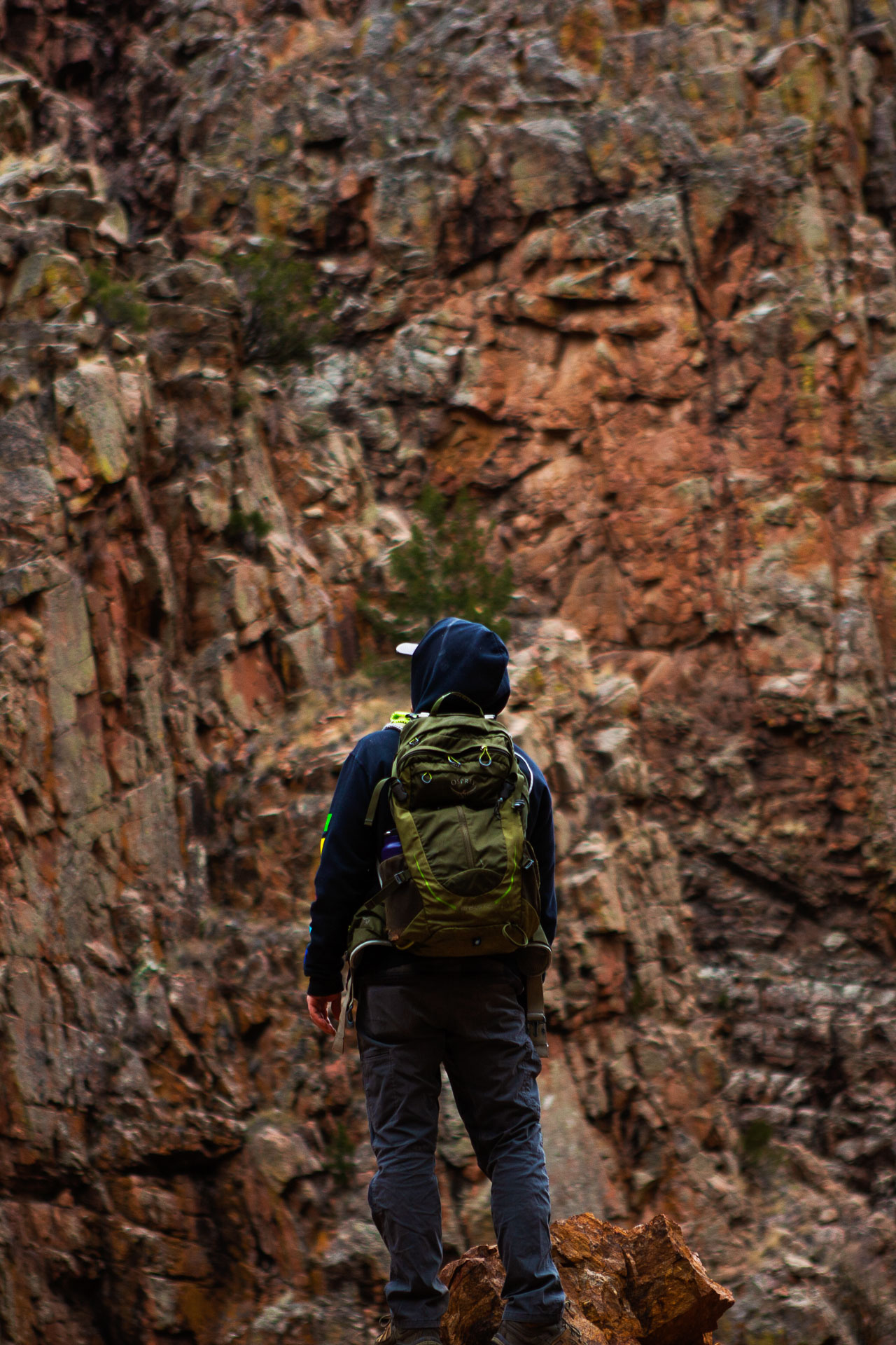 man exploring the mountains.